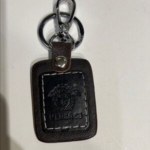 Versace Brown and Black Leather Key Holder